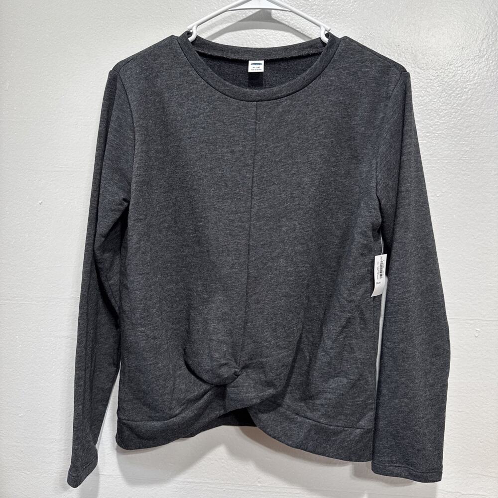 Old Navy Girls XL (14) Twist Front Sweatshirt Long Sleeve Pullover Charcoal